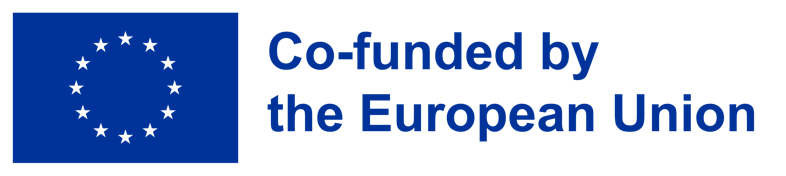 Dieses Bild zeigt links die europäische Flagge und rechts den Schriftzug „Co-funded by the European Union".