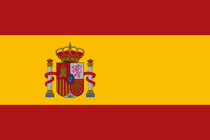 The Spanish flag is comprised of three horizontal stripes of equal size, arranged from top to bottom: red, yellow, and red. There is a shield in the Spanish flag, known as the "coat of arms", located towards the left side of the flag, overlapping both the red and yellow stripes. At the top, there is a royal crown representing the monarchy. Below the crown, there are several quarters or sections, each containing different symbols. On the left quarter, there is a castle, with visible details such as towers and battlements. On the right quarter, there is a lion. On the bottom left quarter, there are the historical arms of the Crown of Aragon, and on the bottom right quarter, the arms of the Crown of Navarre. In the centre, there is a small circular emblem, which typically contains the arms of the House of Bourbon, the ruling dynasty of Spain.
