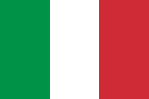 The Italian flag is a tricolour featuring three equally sized vertical pales of green, white and red, national colours of Italy, with the green at the hoist side.